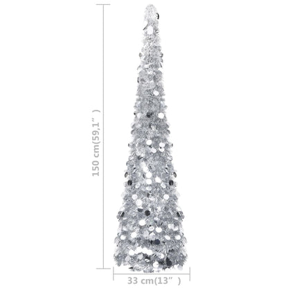 Pop-up Artificial Christmas Tree Silver 150 cm PET