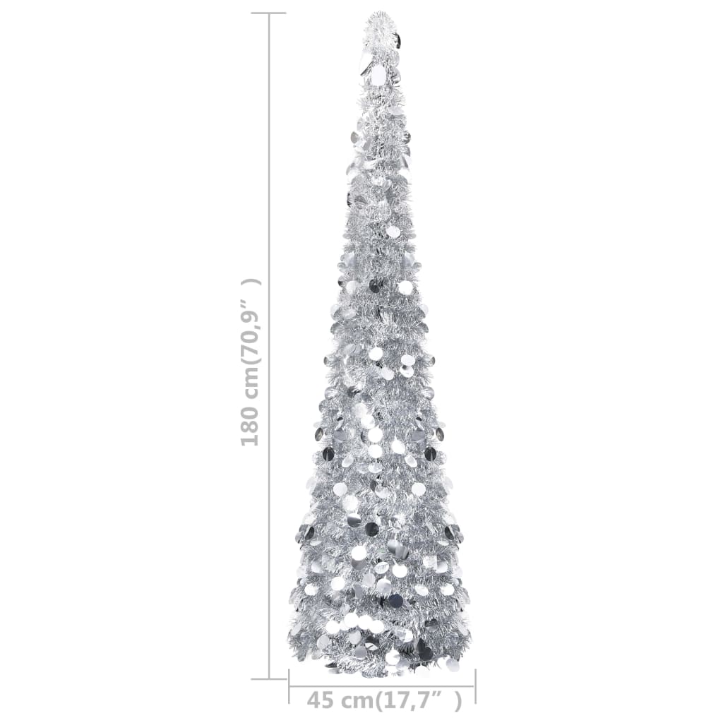 Pop-up Artificial Christmas Tree Silver 180 cm PET