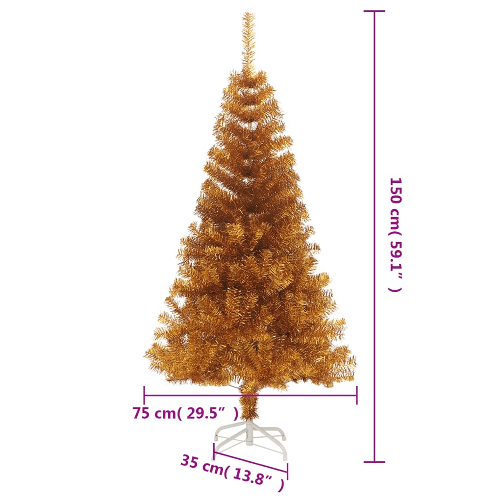 Artificial Christmas Tree with Stand Gold 150 cm PET