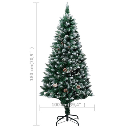 Artificial Christmas Tree with Pine Cones and White Snow 180 cm