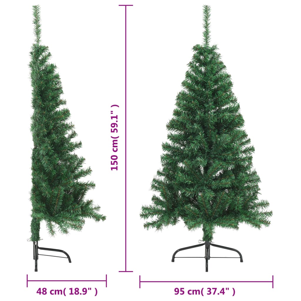 Artificial Half Christmas Tree with Stand Green 150 cm PVC