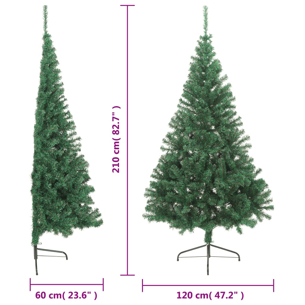 Artificial Half Christmas Tree with Stand Green 210 cm PVC