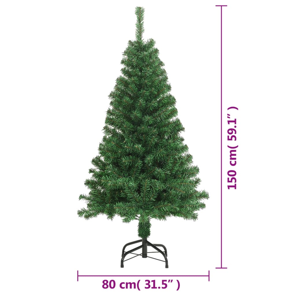 Artificial Christmas Tree with Thick Branches Green 150 cm PVC