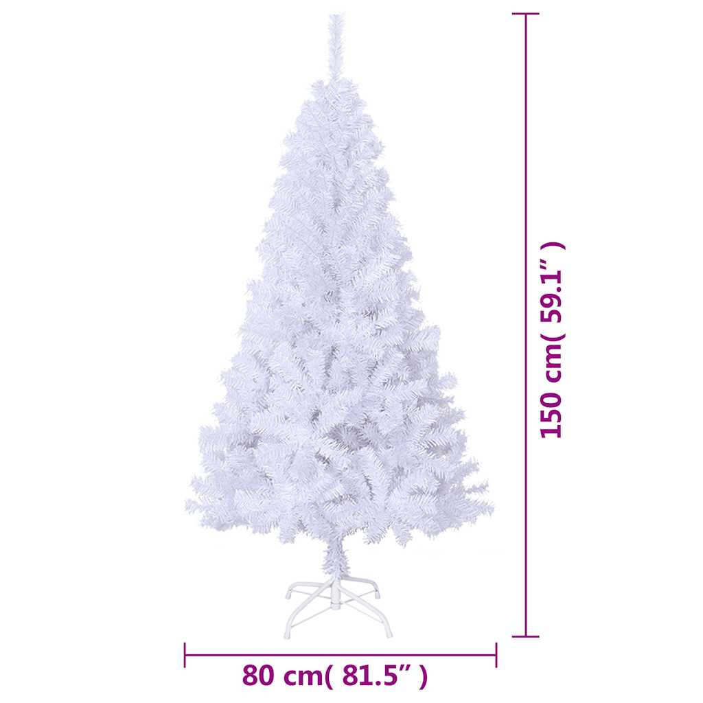 Artificial Christmas Tree with Thick Branches White 150 cm PVC