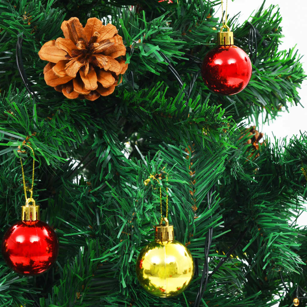 Artificial Pre-lit Christmas Tree with Baubles Green 150 cm