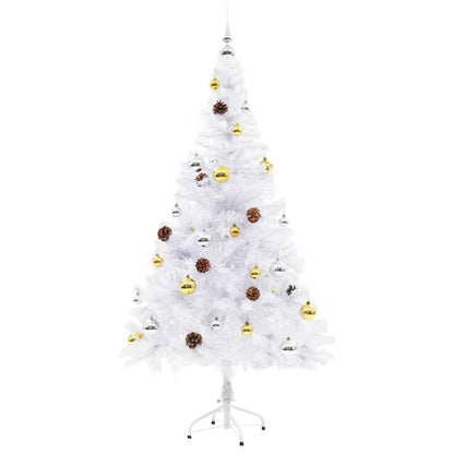 Artificial Pre-lit Christmas Tree with Baubles White 150 cm