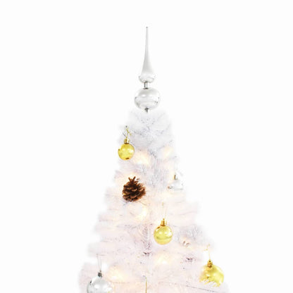 Artificial Pre-lit Christmas Tree with Baubles White 150 cm