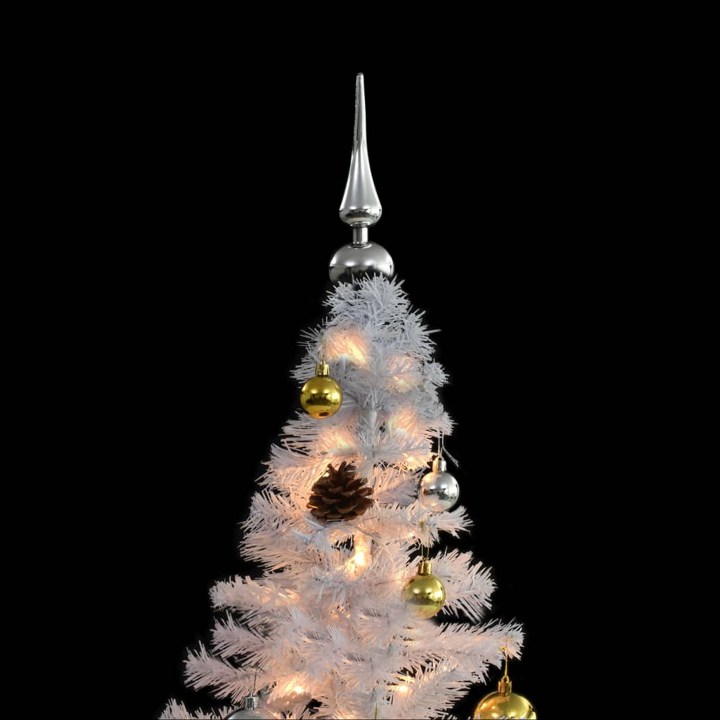 Artificial Pre-lit Christmas Tree with Baubles White 150 cm