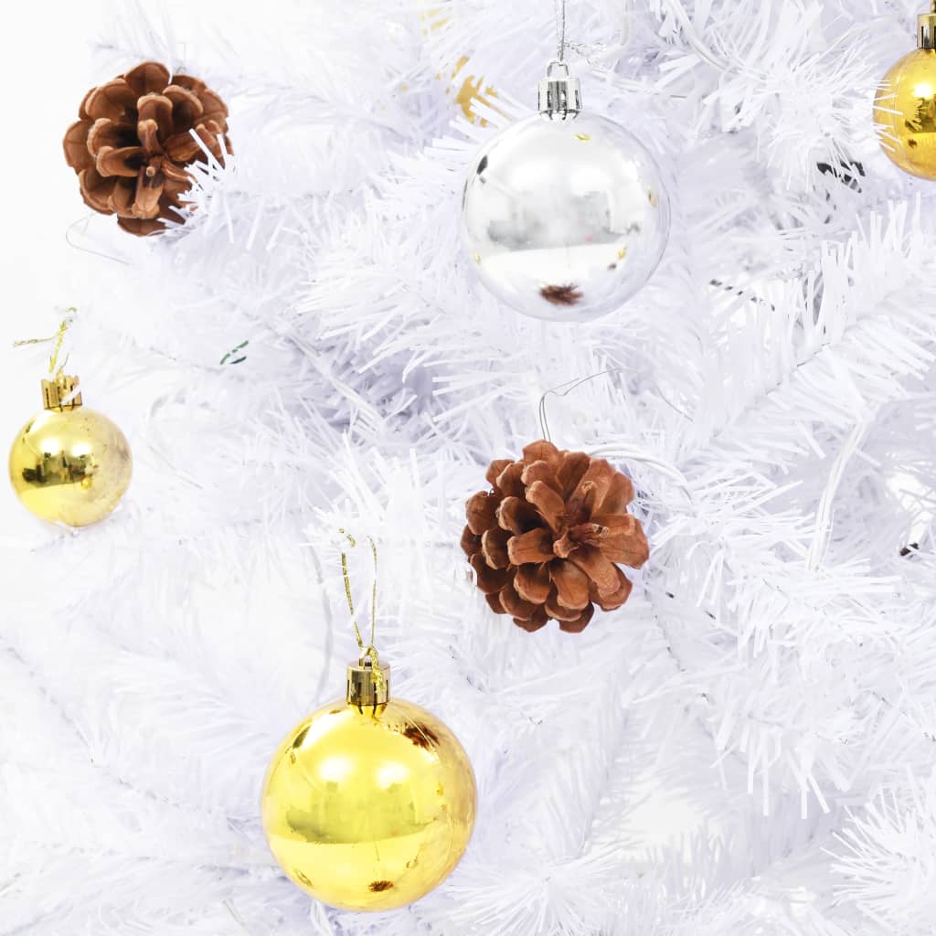 Artificial Pre-lit Christmas Tree with Baubles White 150 cm