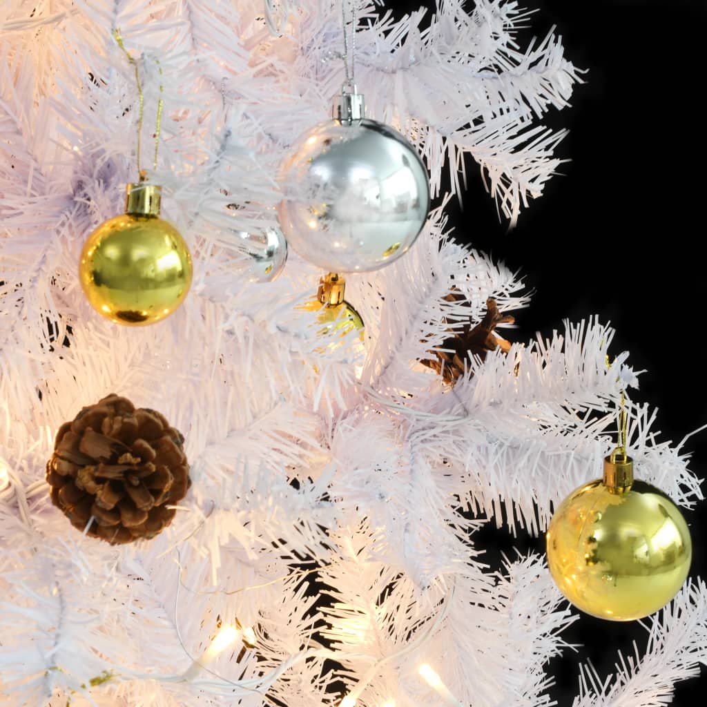 Artificial Pre-lit Christmas Tree with Baubles White 150 cm