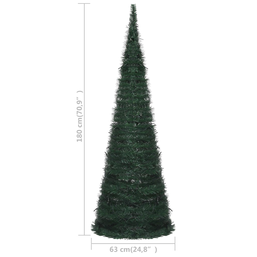 Pop-up String Artificial Pre-lit Christmas Tree Green 180 cm