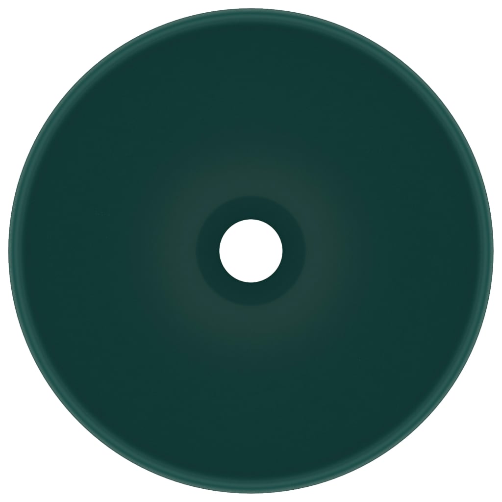 Luxury Bathroom Basin Round Matt Dark Green 32.5x14 cm Ceramic