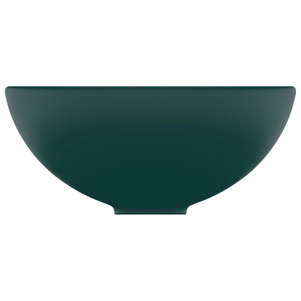 Luxury Bathroom Basin Round Matt Dark Green 32.5x14 cm Ceramic