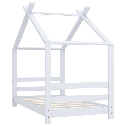 Kids Bed Frame White Solid Pine Wood 70x140 cm