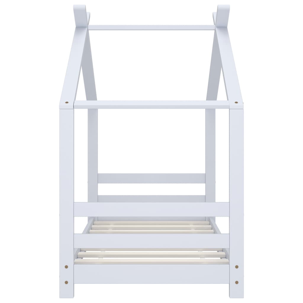 Kids Bed Frame White Solid Pine Wood 70x140 cm