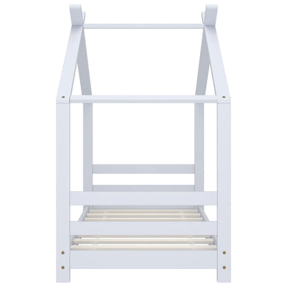 Kids Bed Frame White Solid Pine Wood 70x140 cm