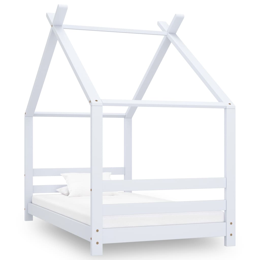 Kids Bed Frame White Solid Pine Wood 80x160 cm