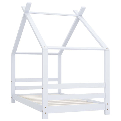 Kids Bed Frame White Solid Pine Wood 80x160 cm