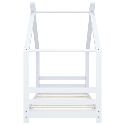 Kids Bed Frame White Solid Pine Wood 80x160 cm