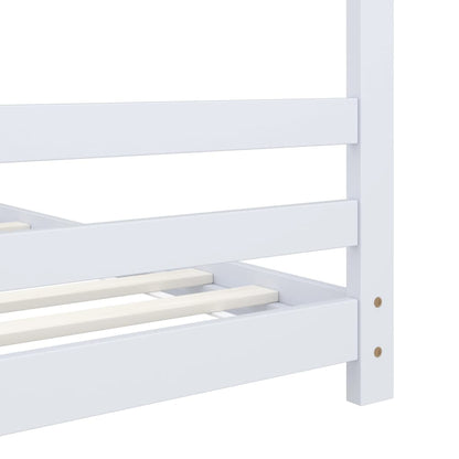 Kids Bed Frame White Solid Pine Wood 80x160 cm