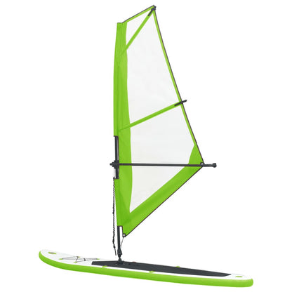 Inflatable Stand Up Paddleboard with Sail Set Green and White