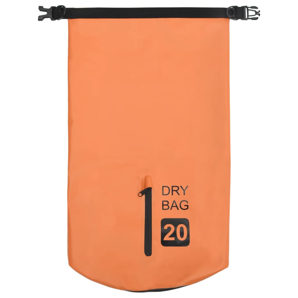 Dry Bag with Zipper Orange 20 L PVC