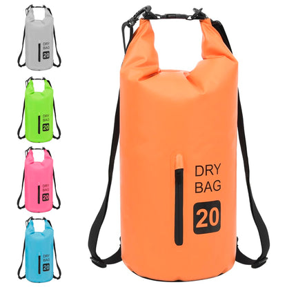 Dry Bag with Zipper Orange 20 L PVC