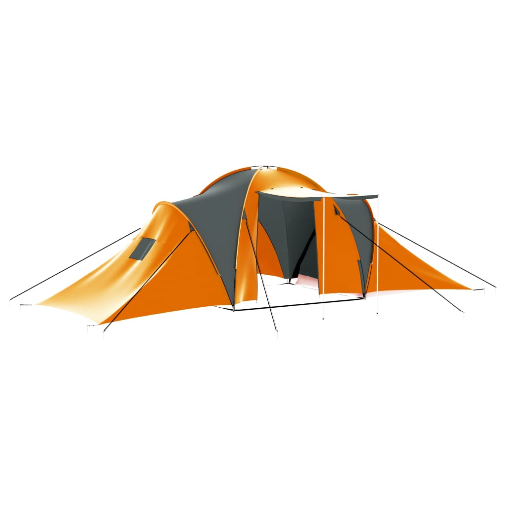 Camping Tent 9 Persons Fabric Grey and Orange