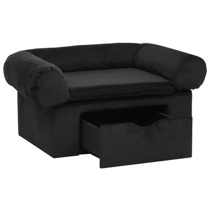 Dog Sofa with Drawer Black 75x50x38 cm Plush