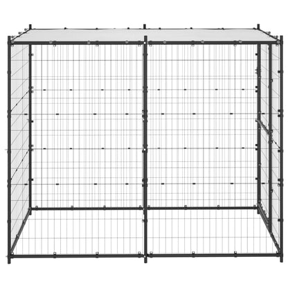 Outdoor Dog Kennel Steel with Roof 110x220x180 cm