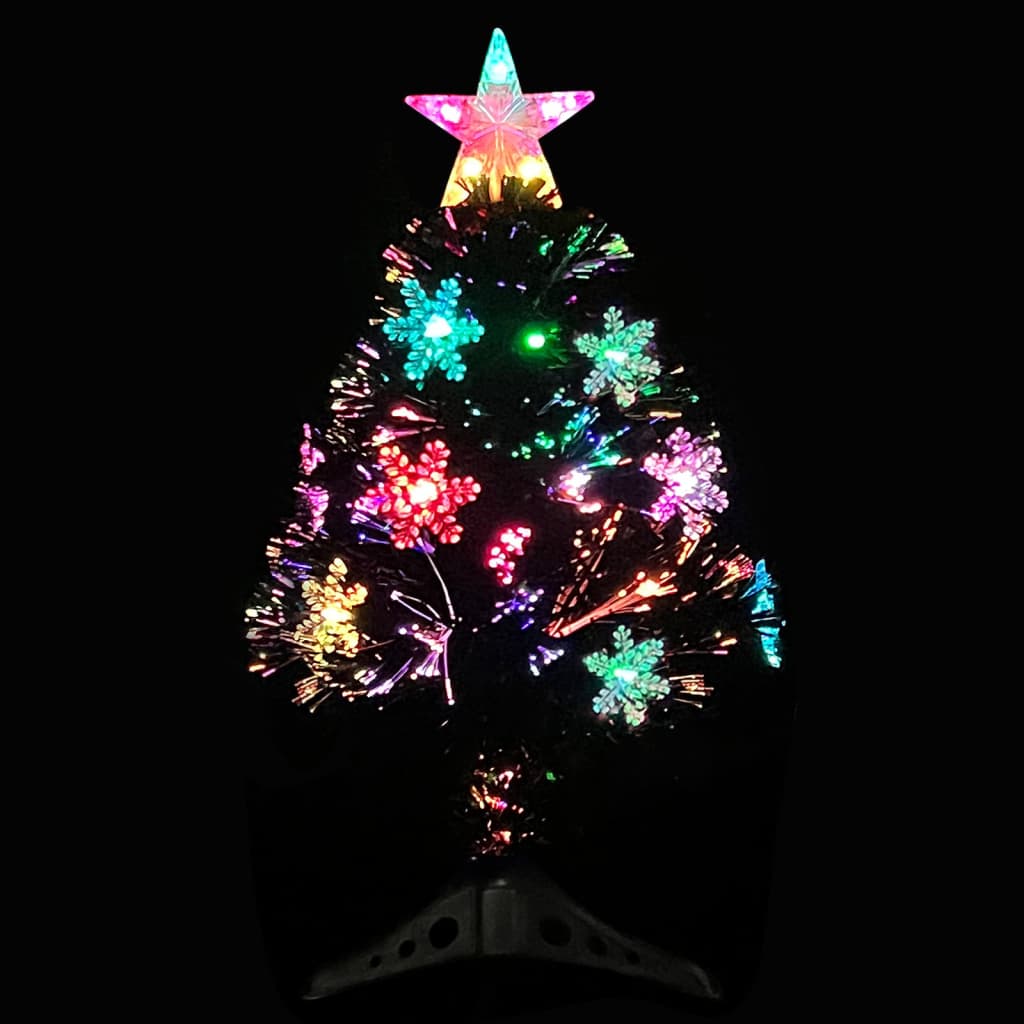 Christmas Tree with LED Snowflakes Black 64 cm Fibre Optic