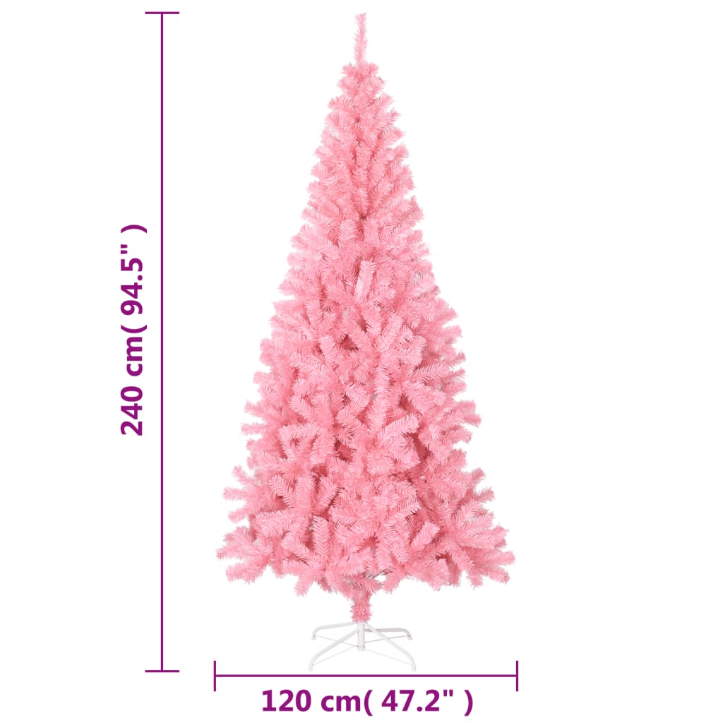 Artificial Christmas Tree with Stand Pink 240 cm PVC