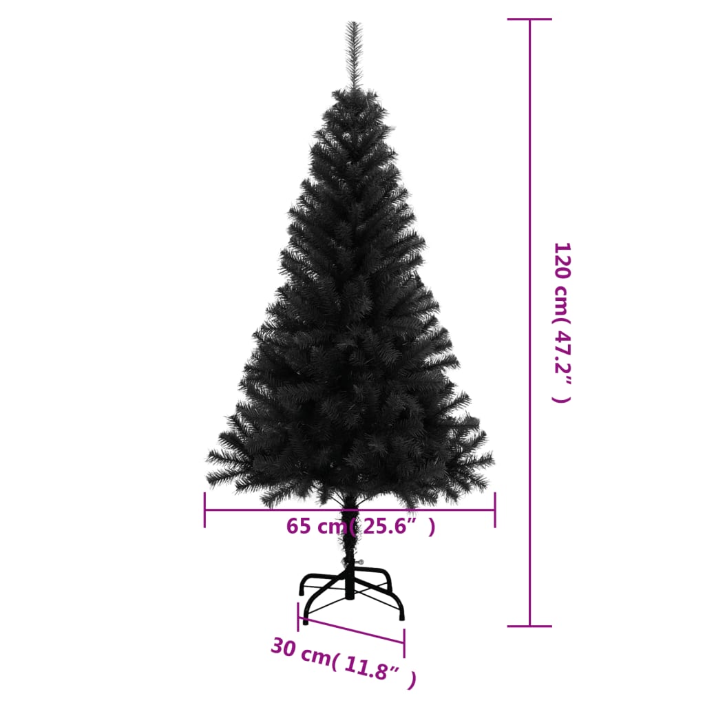 Artificial Christmas Tree with Stand Black 120 cm PVC