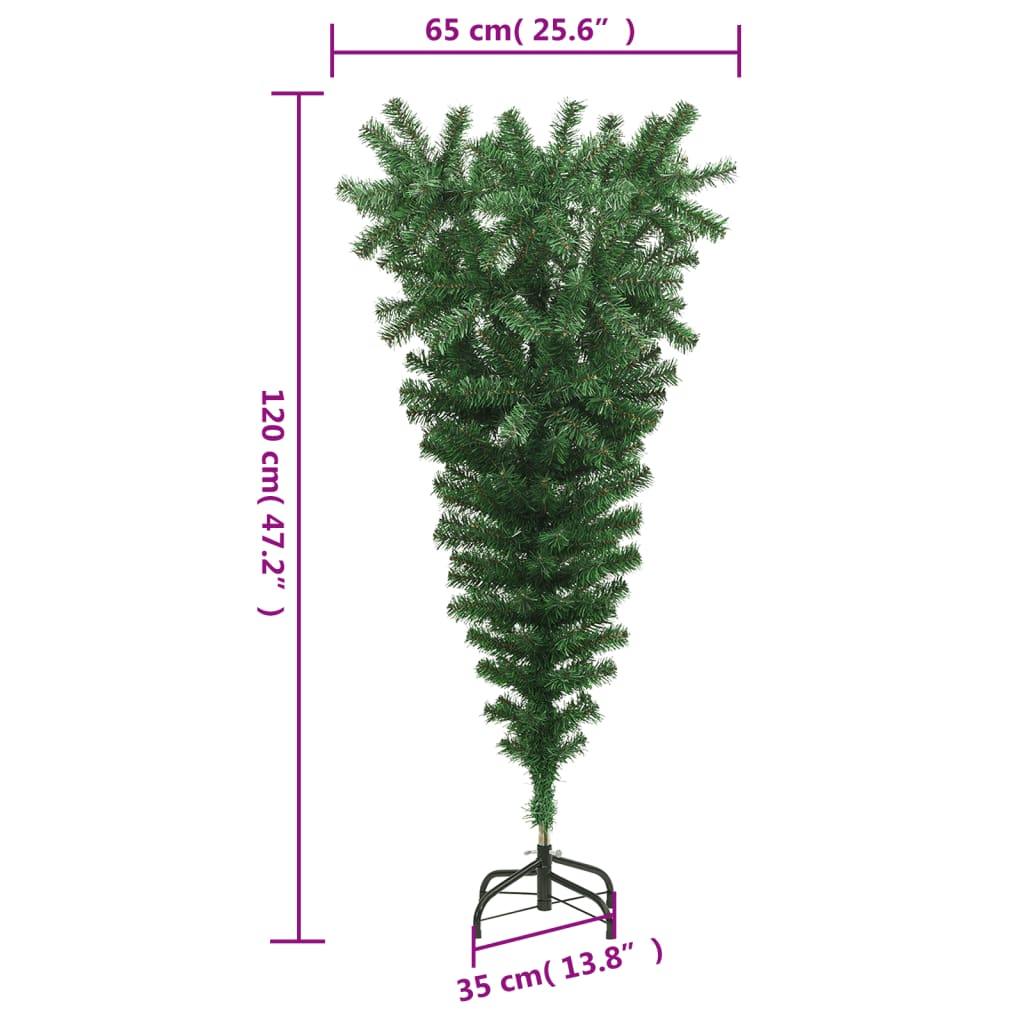 Upside-down Artificial Christmas Tree with Stand Green 120 cm