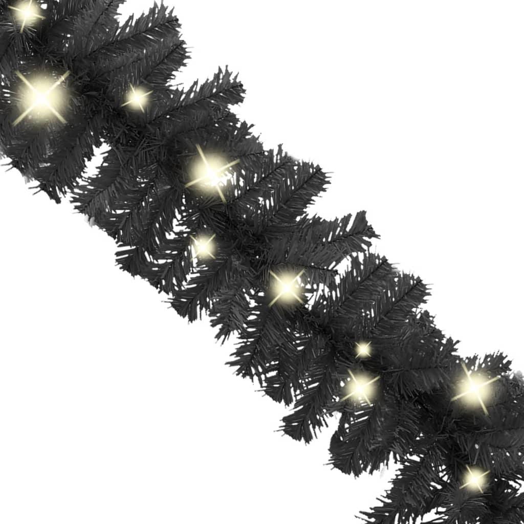 Christmas Garland with LED Lights 5 m Black