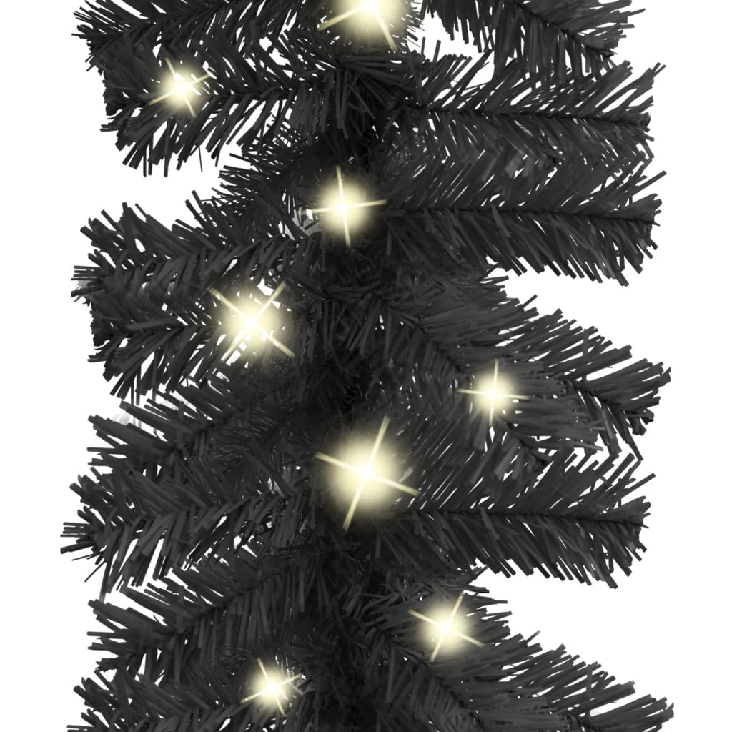 Christmas Garland with LED Lights 5 m Black