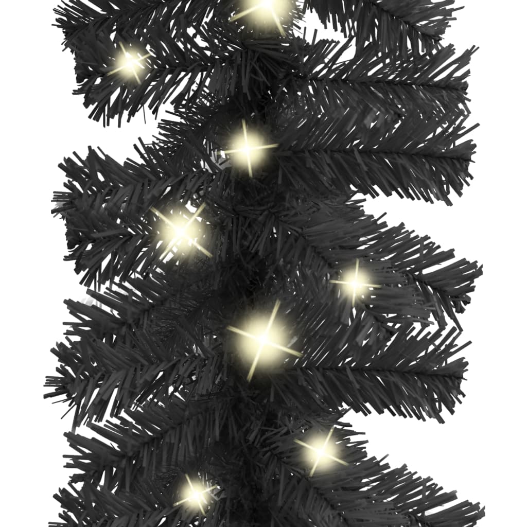 Christmas Garland with LED Lights 20 m Black