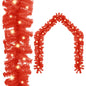 Christmas Garland with LED Lights 5 m Red