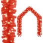 Christmas Garland with LED Lights 10 m Red