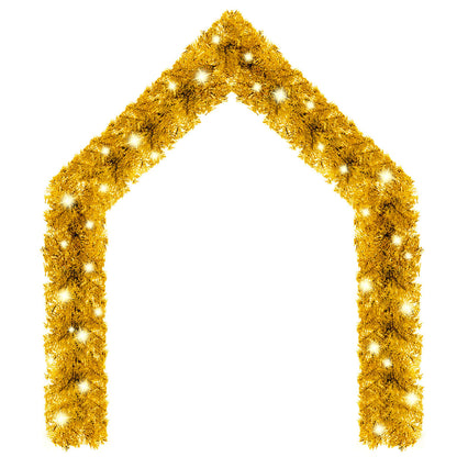 Christmas Garland with LED Lights 10 m Gold