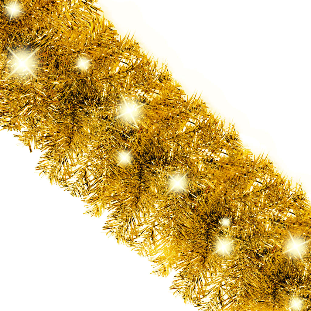 Christmas Garland with LED Lights 20 m Gold