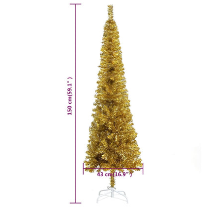 Slim Christmas Tree Gold 150 cm