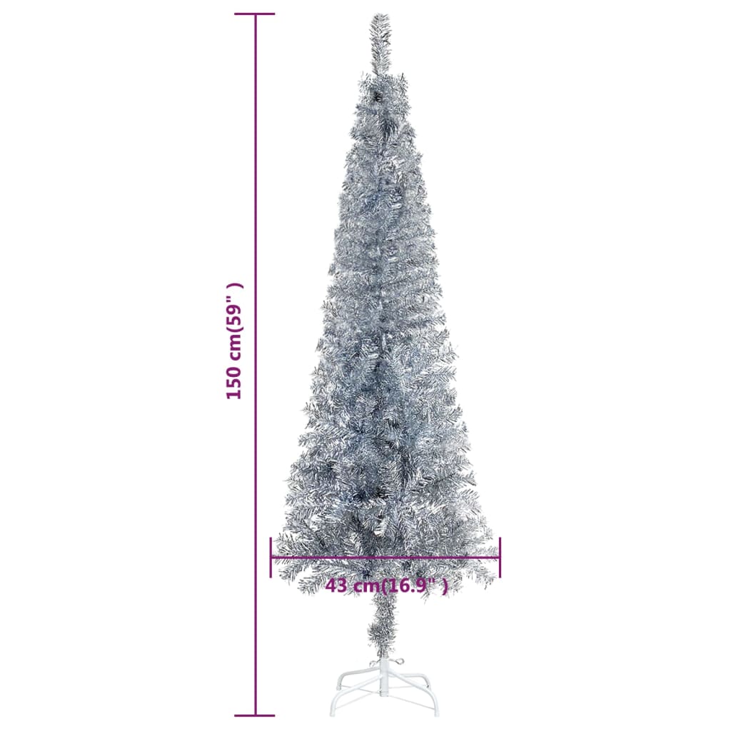 Slim Christmas Tree Silver 150 cm