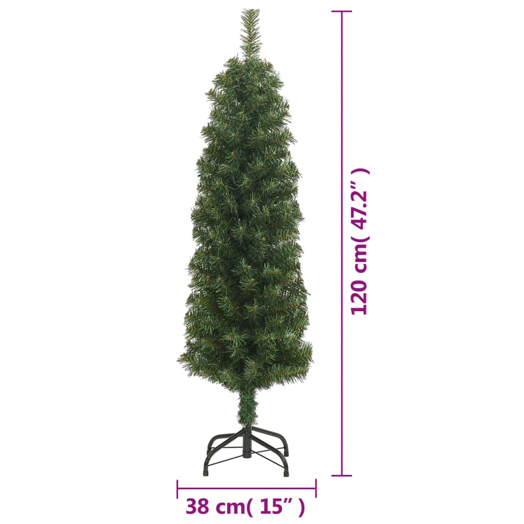 Slim Artificial Christmas Tree with Stand Green 120 cm PVC