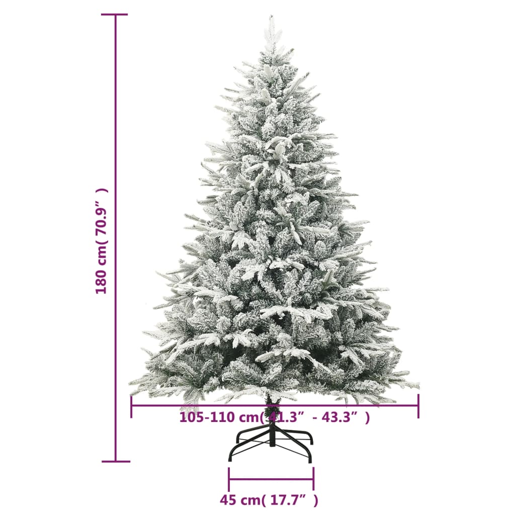 Artificial Christmas Tree with Flocked Snow Green 180 cm PVC&PE