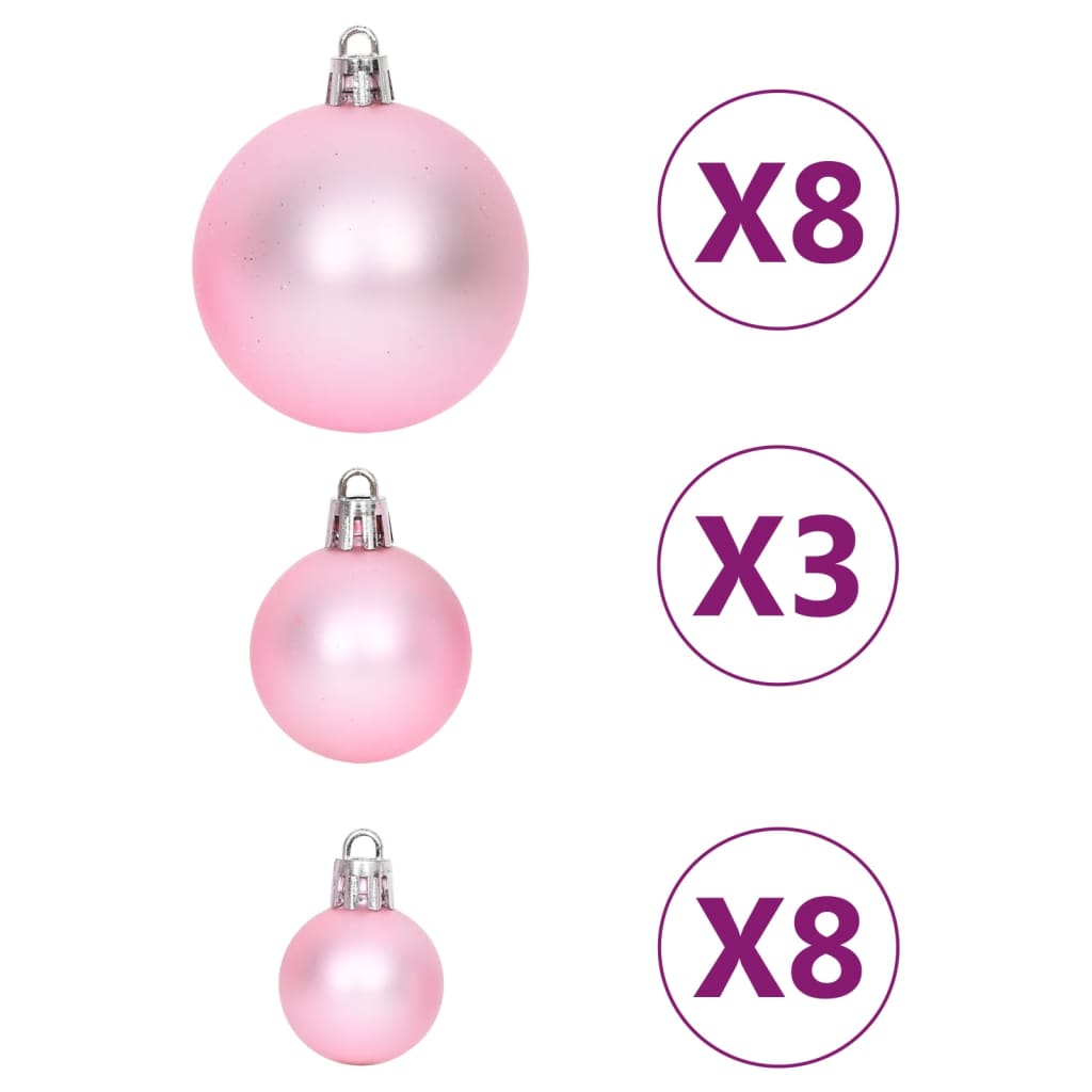 65 Piece Christmas Bauble Set Pink/Red/White