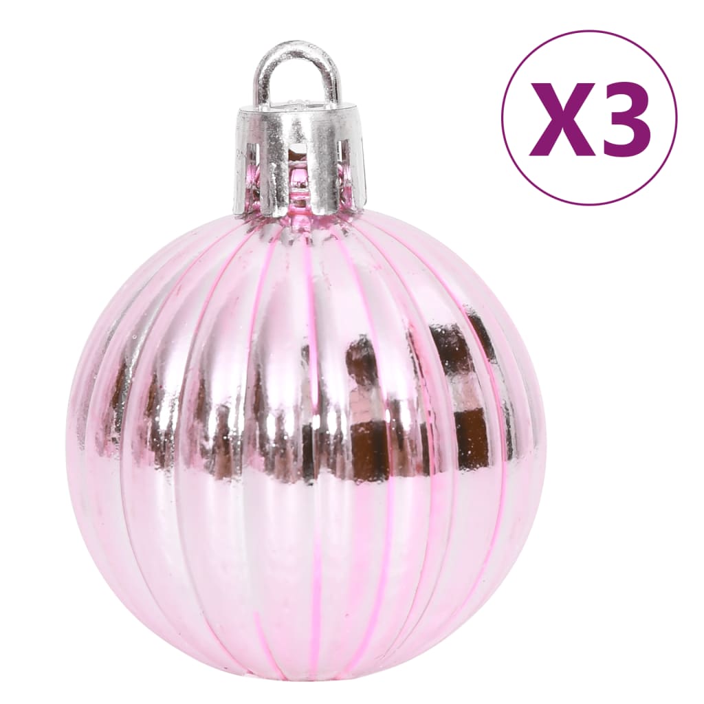 65 Piece Christmas Bauble Set Pink/Red/White