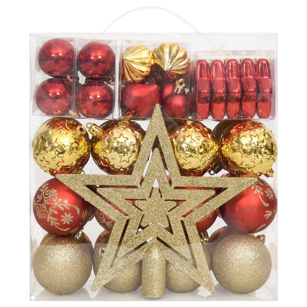 70 Piece Christmas Bauble Set Gold and Red