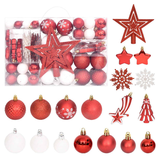 108 Piece Christmas Bauble Set Red and White