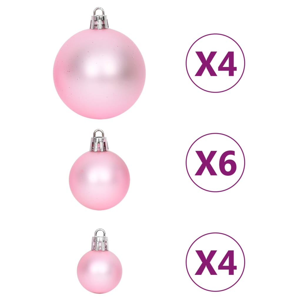 108 Piece Christmas Bauble Set White and Pink